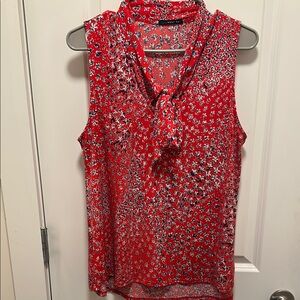 Floral Red Sleeveless Top